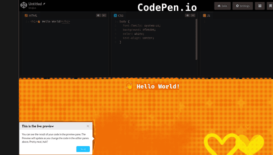 Codepen's TailwindCSS Hello